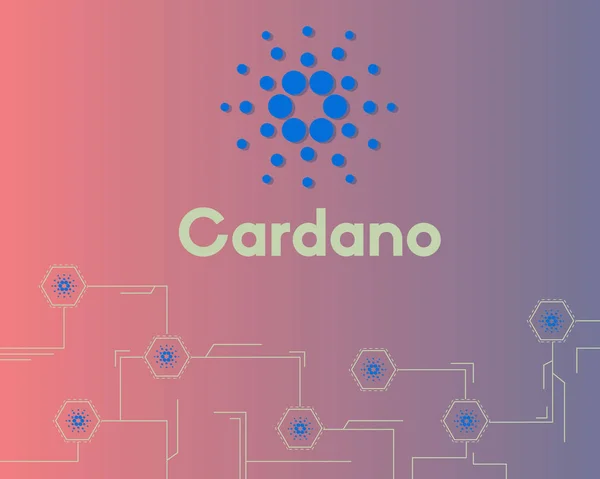 Blockchain Cardano Schaltung Stil Hintergrund — Stockvektor