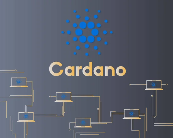 Blockchain cardano virtuelle Technologie Stil Hintergrund — Stockvektor