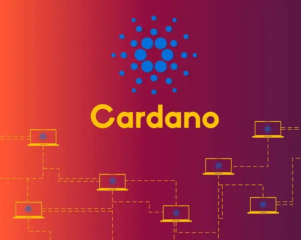 Blockchain Cardano verbunden Stil Hintergrund — Stockvektor