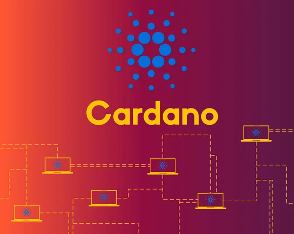 Blockchain Cardano verbunden Stil Hintergrund — Stockvektor