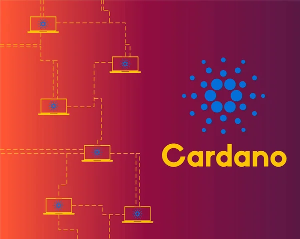 Blockchain Cardano verbunden Stil Hintergrund — Stockvektor