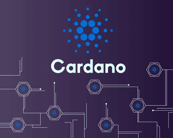 Blockchain Cardano Netzwerk Schaltung Stil Hintergrund — Stockvektor