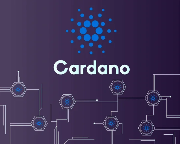 Blockchain Cardano Netzwerk Schaltung Stil Hintergrund — Stockvektor