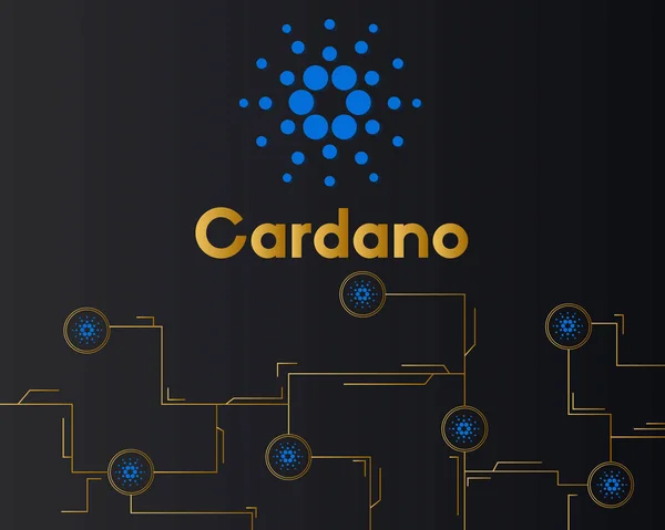 Blockchain Cardano Stil Schaltung auf dunklem Hintergrund — Stockvektor