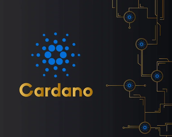 Blockchain Cardano Stil Schaltung auf dunklem Hintergrund — Stockvektor