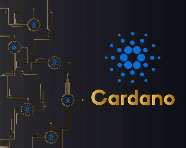 Blockchain Cardano Stil Schaltung auf dunklem Hintergrund — Stockvektor