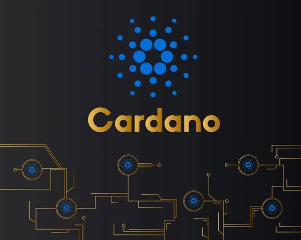 Blockchain Cardano Stil Schaltung auf dunklem Hintergrund — Stockvektor