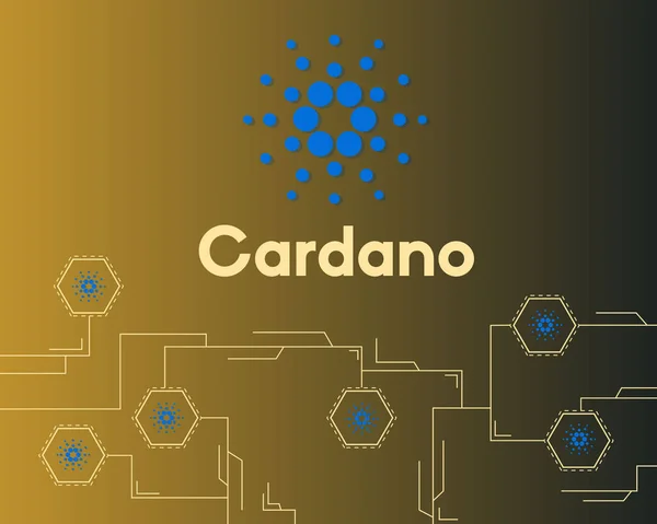 Blockchain Cardano Stil Schaltung auf dunklem Hintergrund — Stockvektor