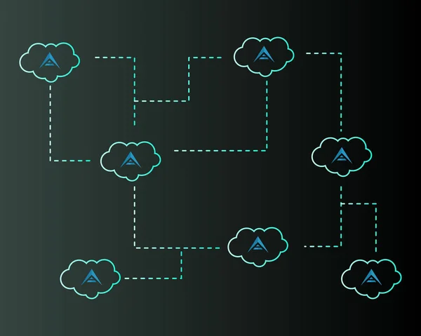 Antecedentes da criptomoeda da arca com nuvem — Vetor de Stock