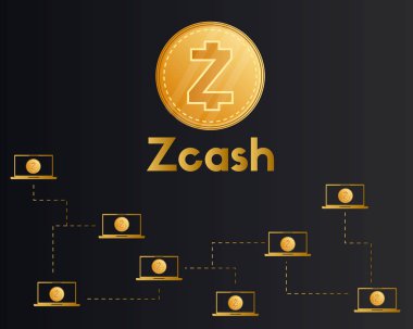 Cryptocurrency zcash stili koyu arka plan üzerinde