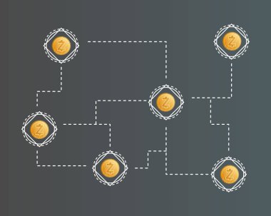 Cryptocurrency zcash ağ kavramı stili arka plan
