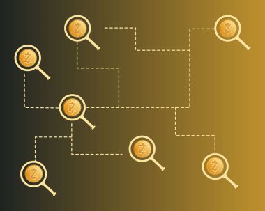 Stil arka plan büyüteç ile Cryptocurrency zcash