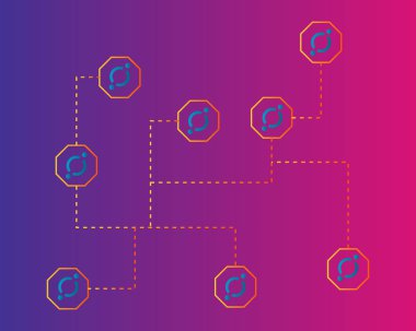 Cryptocurrency simgesi ağ teknolojisi arka plan toplama