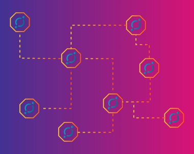 Cryptocurrency simgesi ağ teknolojisi arka plan toplama