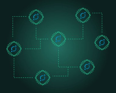 Cryptocurrency simgesi blockchain teknoloji arka plan toplama