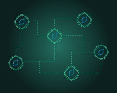 Cryptocurrency simgesi blockchain teknoloji arka plan toplama