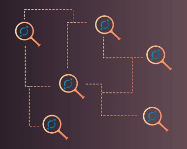 Arka plan koleksiyonu büyüteç ile Cryptocurrency simgesi