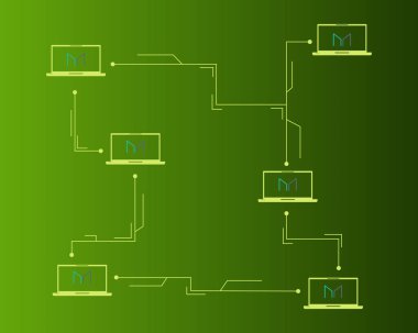 Maker cryptocurrency teknoloji yeşil zemin üzerine
