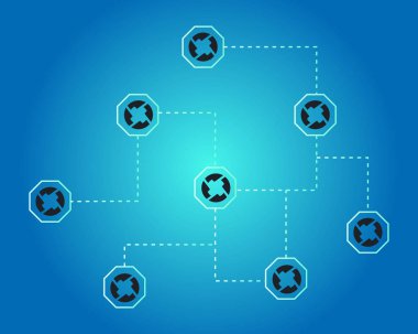 Cryptocurrency 0 x stil mavi zemin üzerine