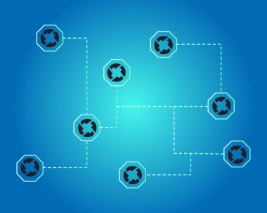 Cryptocurrency 0 x stil mavi zemin üzerine