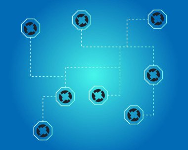 Cryptocurrency 0 x stil mavi zemin üzerine