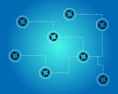 Cryptocurrency 0 x stil mavi zemin üzerine