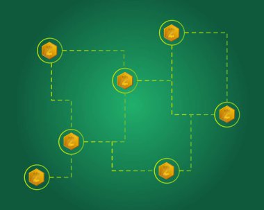 Blockchain akıllı para yeşil arka plan stili