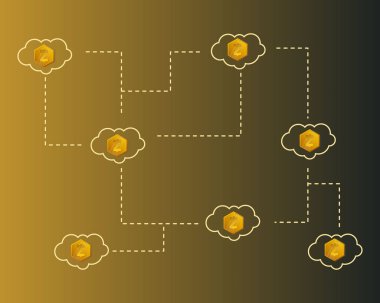 Blockchain akıllı para ile bulut arka plan stili