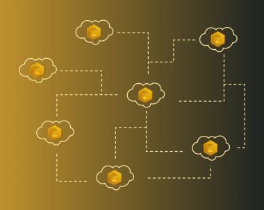 Blockchain akıllı para ile bulut arka plan stili
