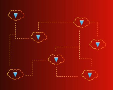 Blockchain eşiğinde bulut arka plan koleksiyonu ile