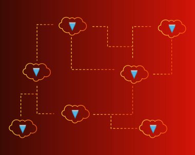 Blockchain eşiğinde bulut arka plan koleksiyonu ile