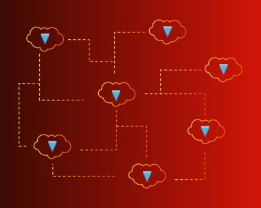 Blockchain eşiğinde bulut arka plan koleksiyonu ile