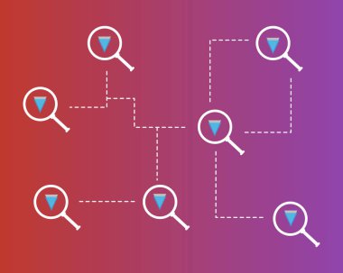 Arka plan koleksiyonu büyüteç ile Blockchain eşiğinde