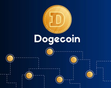 Dogecoin teknoloji stili koyu arka plan üzerinde