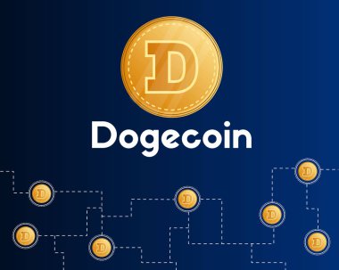Dogecoin teknoloji stili koyu arka plan üzerinde