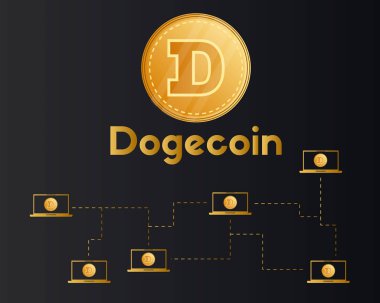 Dogecoin blockchain teknoloji stili arka plan