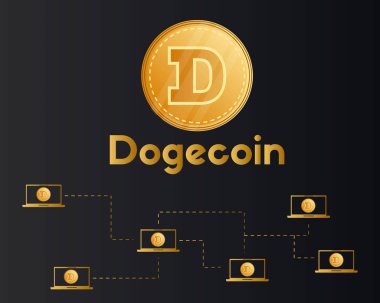 Dogecoin blockchain teknoloji stili arka plan