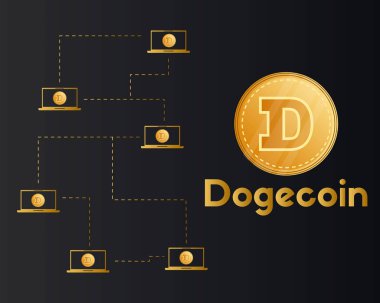 Dogecoin blockchain teknoloji stili arka plan