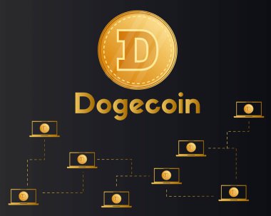Dogecoin blockchain teknoloji stili arka plan