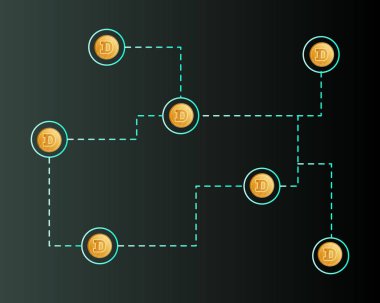 Dogecoin teknoloji stili arka plan bağlamak