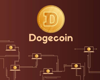 Dogecoin teknoloji devre konsept tarzı arka plan
