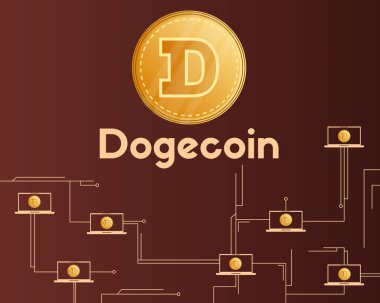 Dogecoin teknoloji devre konsept tarzı arka plan