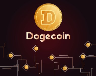 Dogecoin teknoloji devre stili koyu arka plan üzerinde