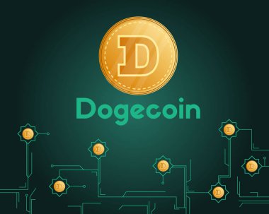 Dogecoin teknoloji devre stili koyu arka plan üzerinde