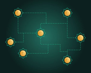 Dogecoin teknoloji devre stili koyu arka plan üzerinde