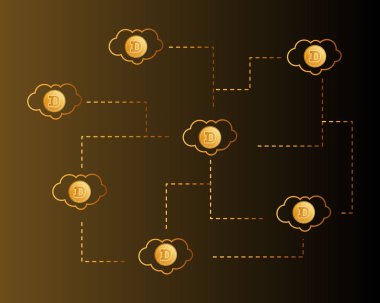 Dogecoin teknoloji bulut stili arka plan ile