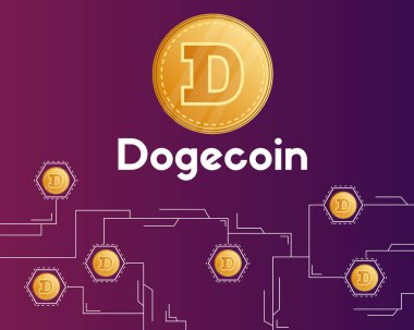 Dogecoin cryptocurrency devre teknoloji stili arka plan