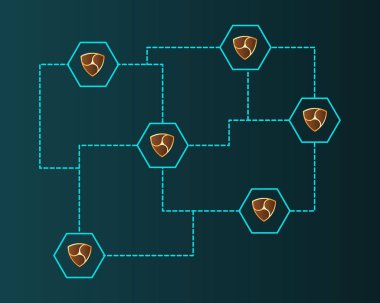 Cryptocurrency Nem blockchain kavramı arka plan bağlamak