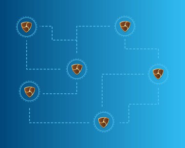 Cryptocurrency Nem blockchain teknoloji dünya arka plan
