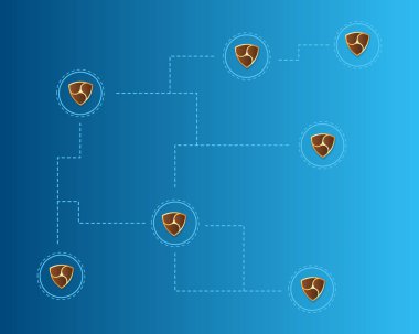 Cryptocurrency Nem blockchain teknoloji dünya arka plan